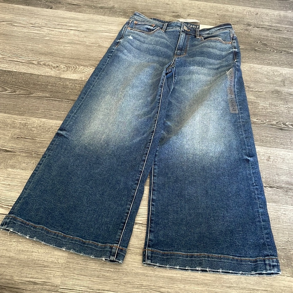 American Eagle Outfitters Wide Leg Flare Jeans - Medium Blue Wash